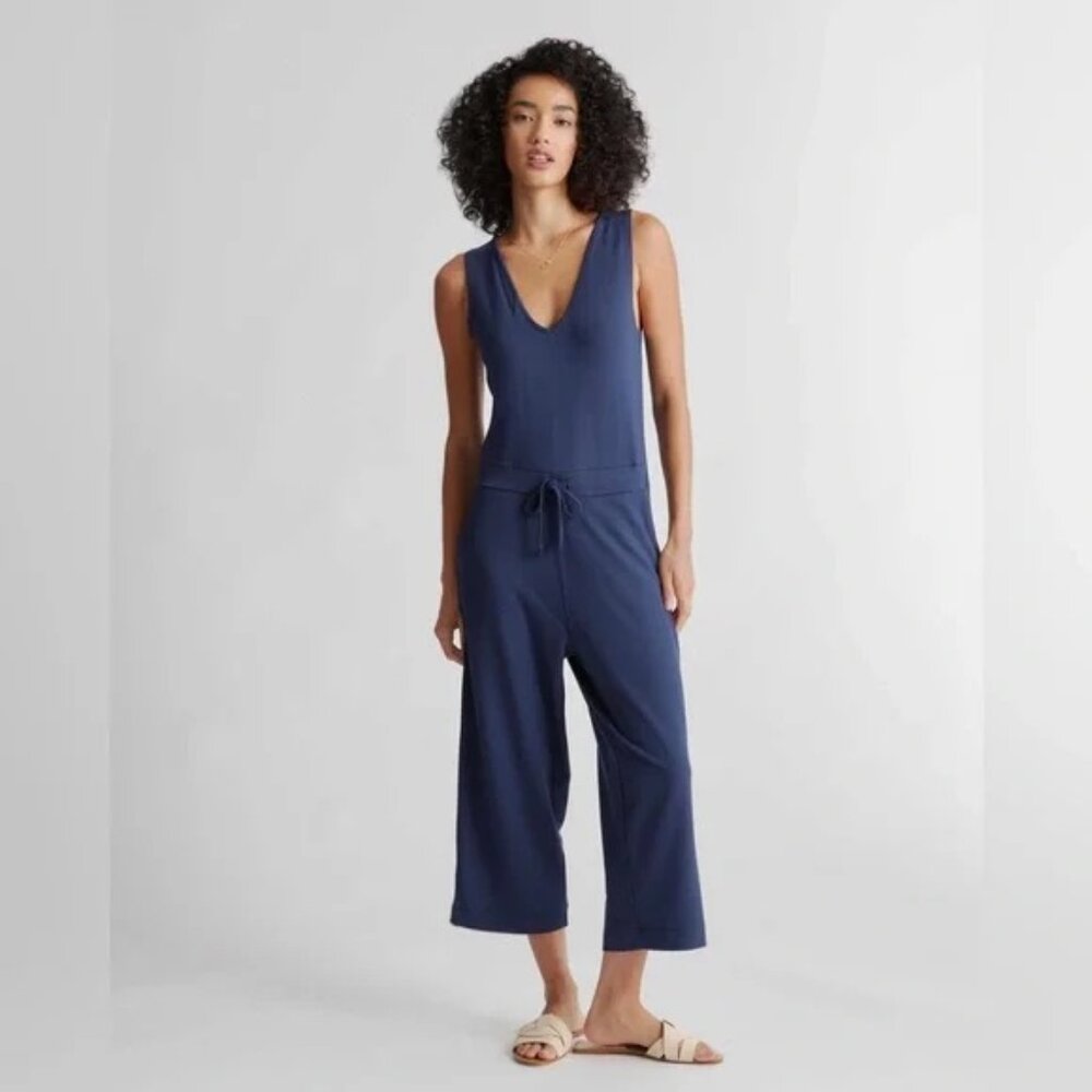 Quince Navy Blue French Terry Modal Jumpsuit - Large